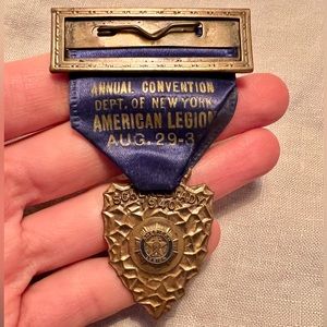 Vintage 1931 American Legion medal Dept. NY Schenectady arrow arrowhead gold